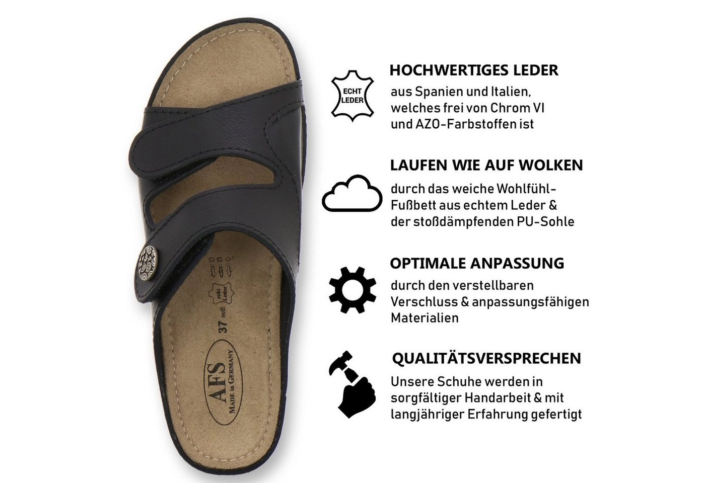 AFS-Schuhe »2095H« Keilpantolette für Damen aus Leder - Hallux Valgus, Made in Germany