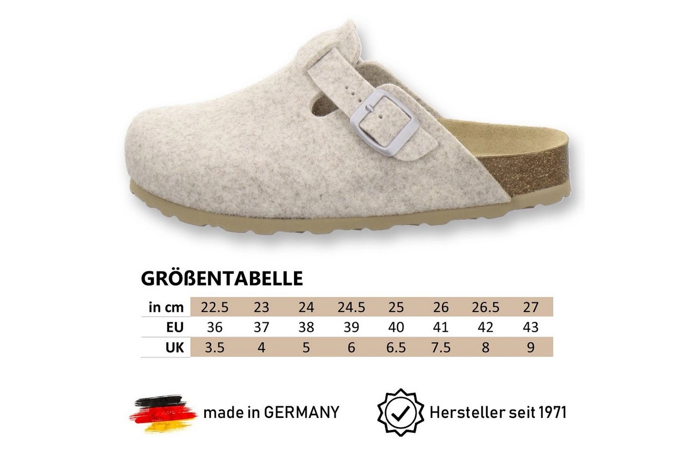 AFS-Schuhe »26900« Hausschuh für Damen aus Filz mit Fußbett, Made in Germany