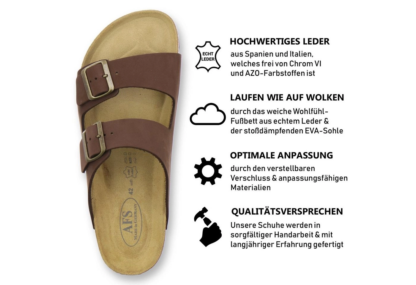 AFS-Schuhe »3100« Pantolette für Herren aus Leder mit Fußbett, Made in Germany