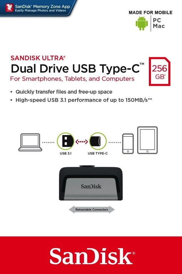 Ultra Dual USB Typ-C Laufwerk 256 GB, USB-Stick