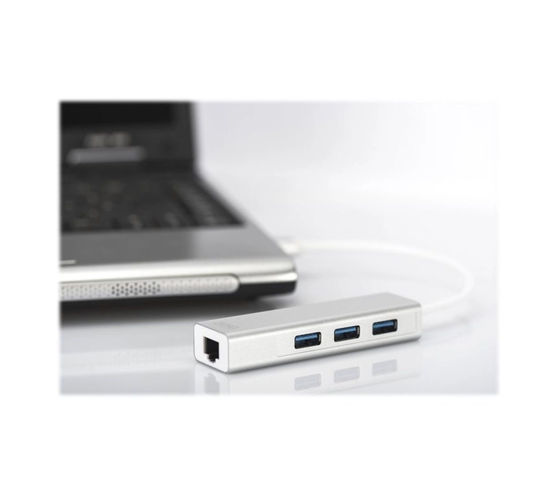 USB 3.0 3-Port Hub mit Gigabit LAN, USB-Hub