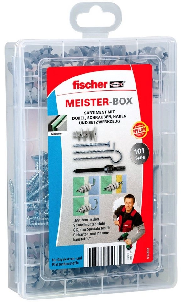 Meister-Box GK + Schrauben + Haken, Dübel