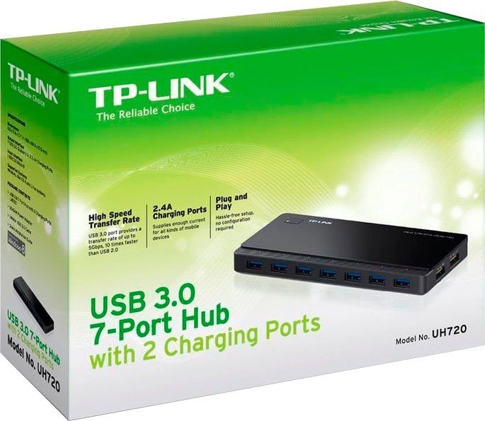 7-Port-USB-3.0-Hub mit 2 Ladeports (UH720), USB-Hub