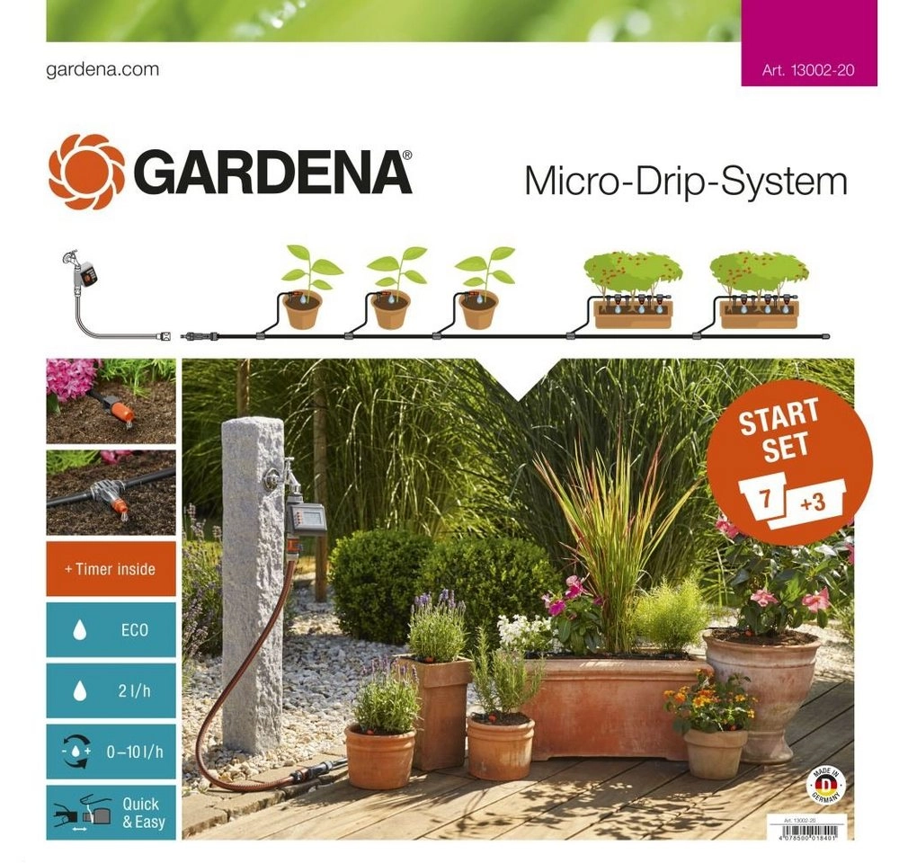 Micro-Drip-System Start-Set Pflanztöpfe M automatic, Bewässerungsautomat