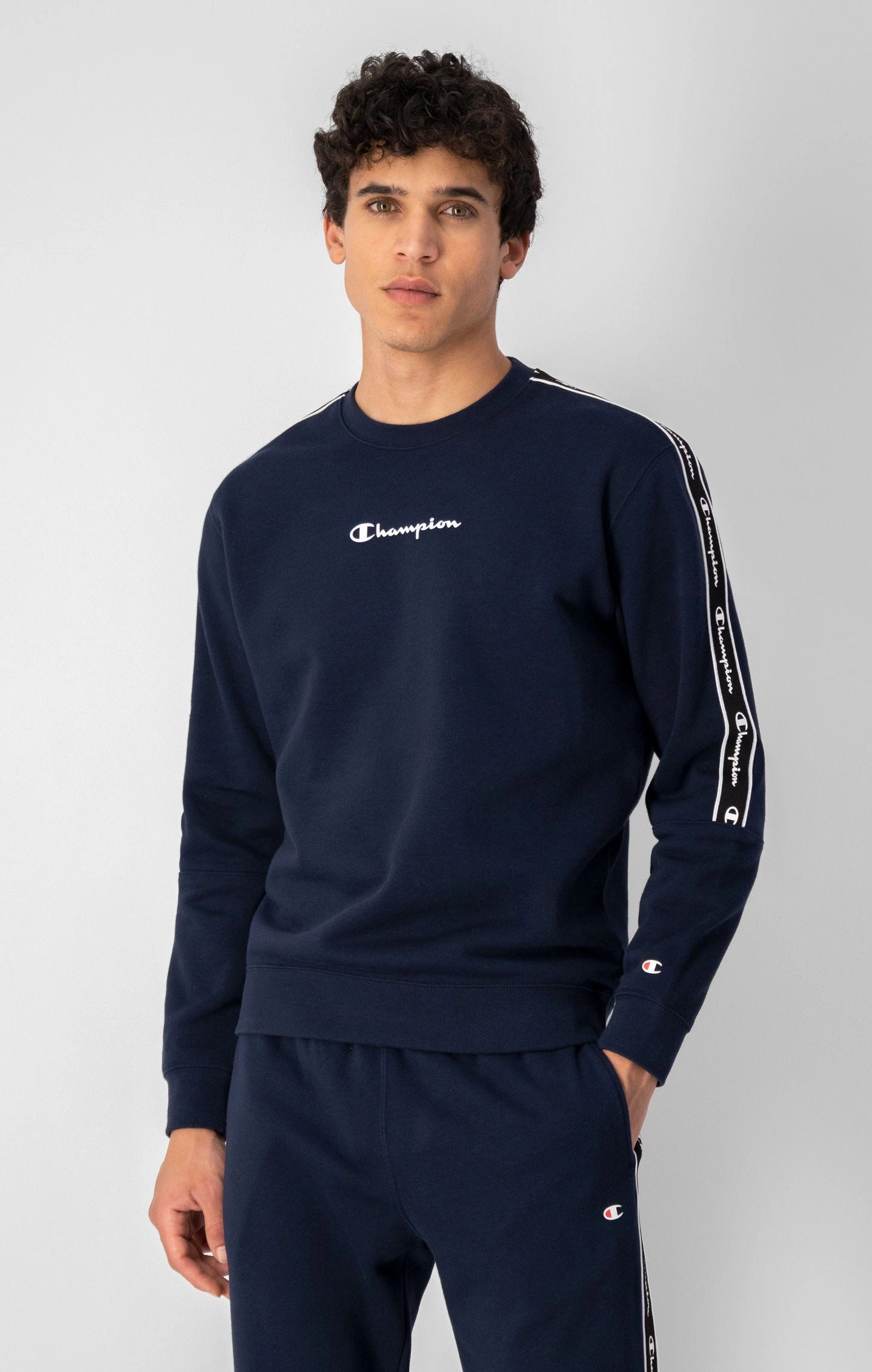 Sweatshirt aus Baumwollfleece mit Bandeinsatz
