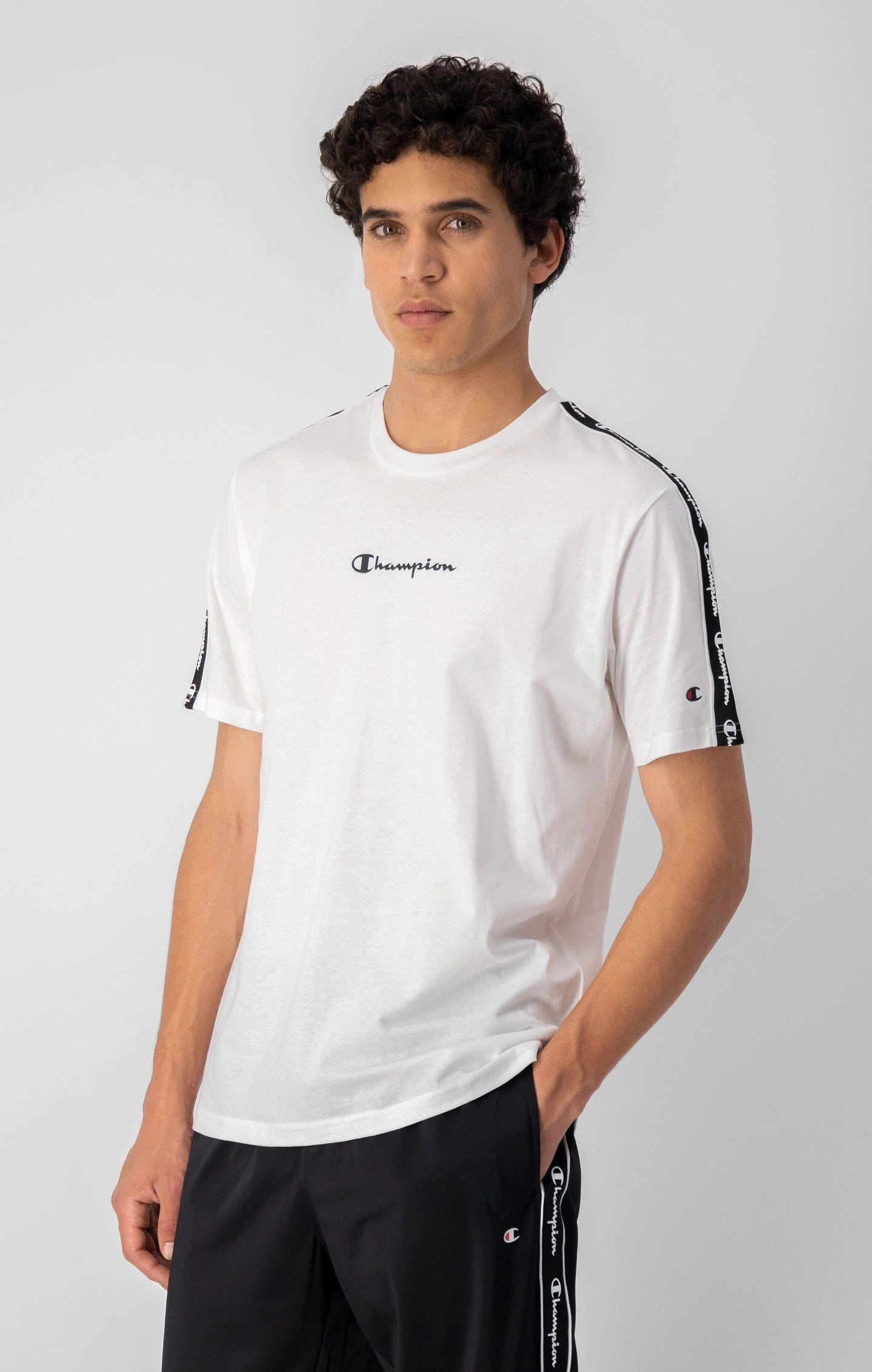 Baumwoll-T-Shirt mit Bandeinsatz