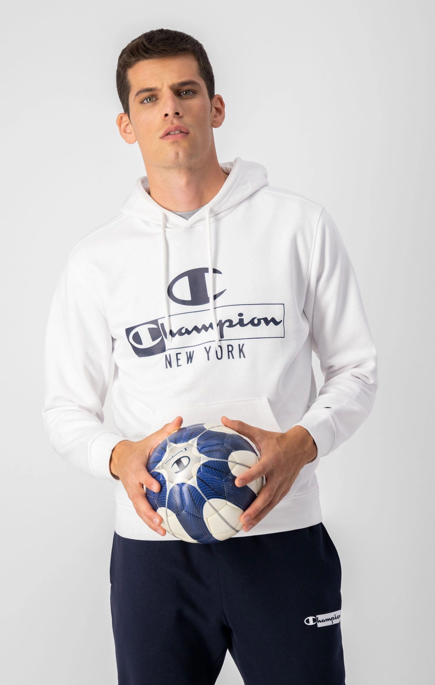 Fleece-Kapuzenpullover mit eingerahmtem Logo-Schriftzug