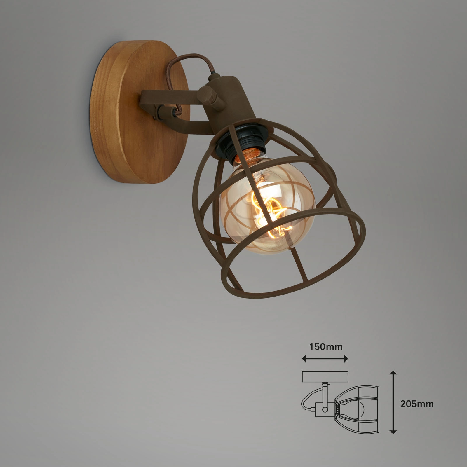 Spotleuchte, Ø 15 cm, max. 25 W, Dunkelbraun