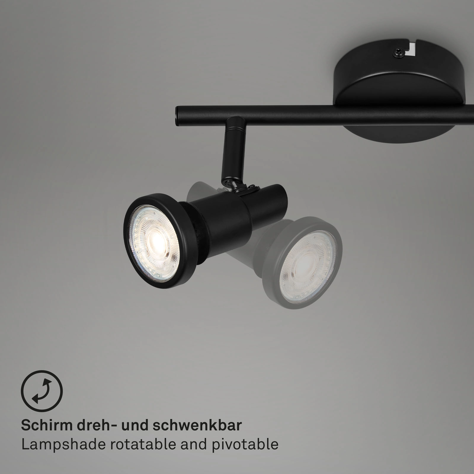 LED Spotleuchte, Ø12,5 cm, 2x GU10, 4,8W, 400 lm, schwarz