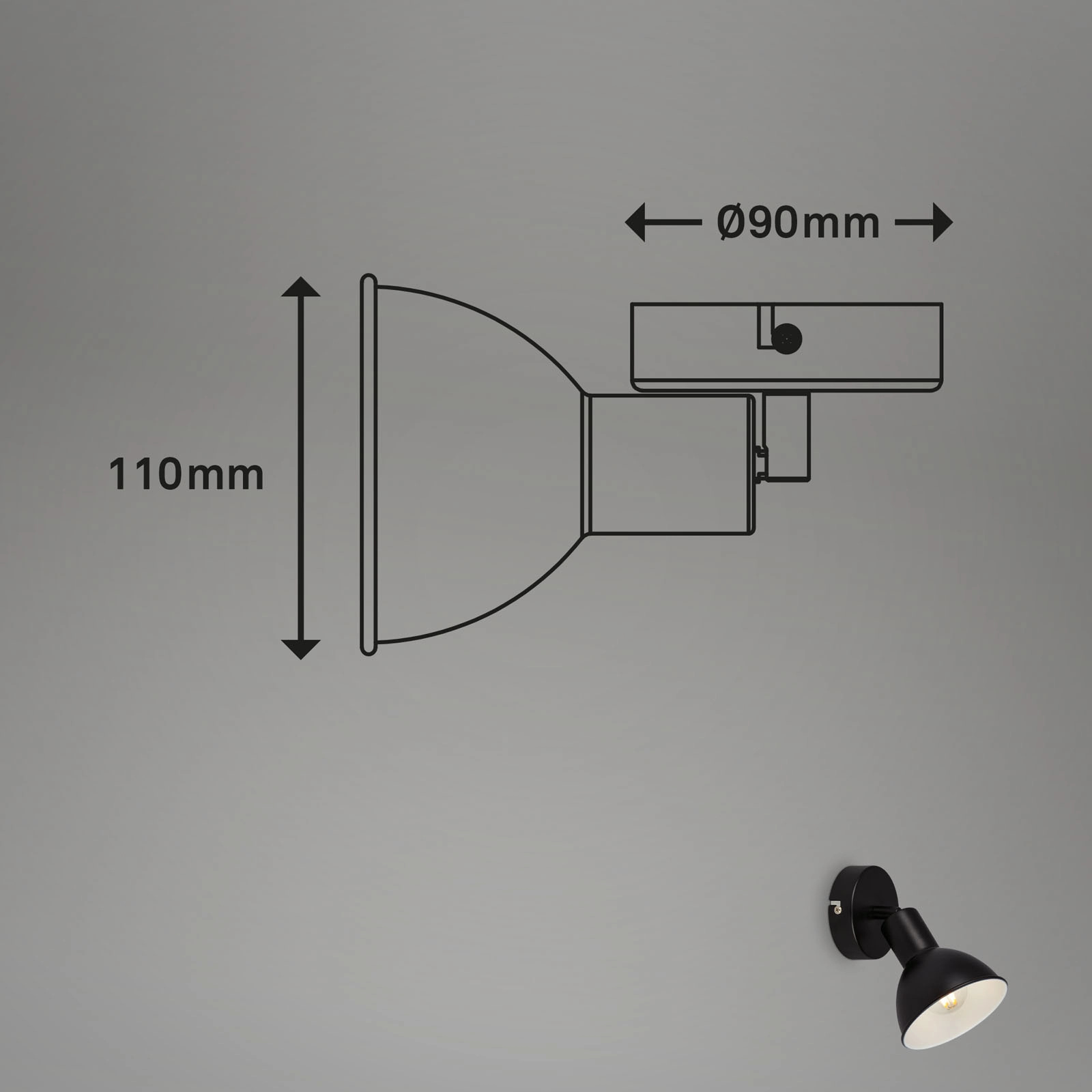 Spot, Ø9 cm, 1x E14, schwarz/weiß