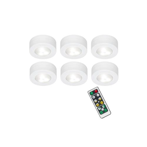 6er-Set LED Push Light, Ø 5,8 cm, 0,8 W, Weiß