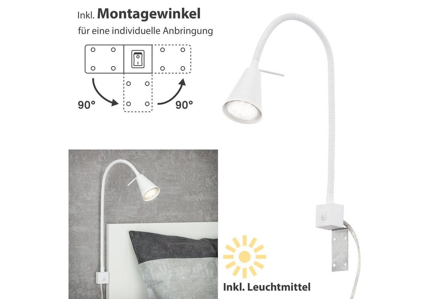 LED Wandleuchte, 40,3 cm, 5 W, Weiß