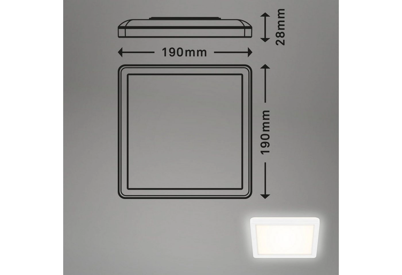 SLIM LED Panel, 19 cm, 1400 LUMEN, 12 WATT, Weiß