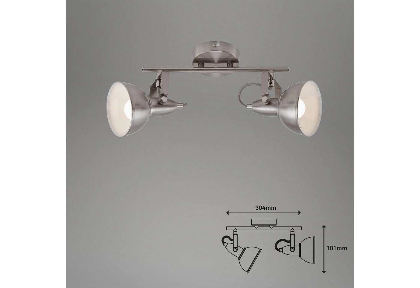 Spot Deckenleuchte, 30,4 cm, max. 40 W, Matt-Nickel-Weiß