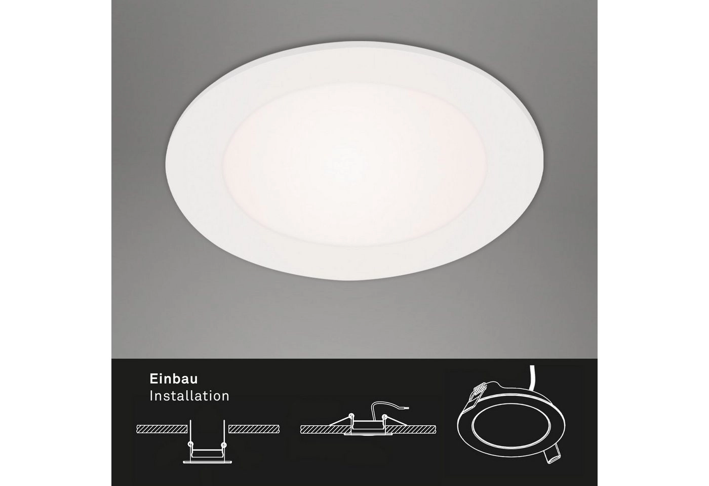 3er Set LED Einbauleuchte, Ø 11,4 cm, 6 W, Weiß