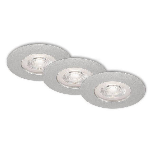 3er Set LED Einbauleuchte, Ø 9 cm, 5 W, Chrom-Matt