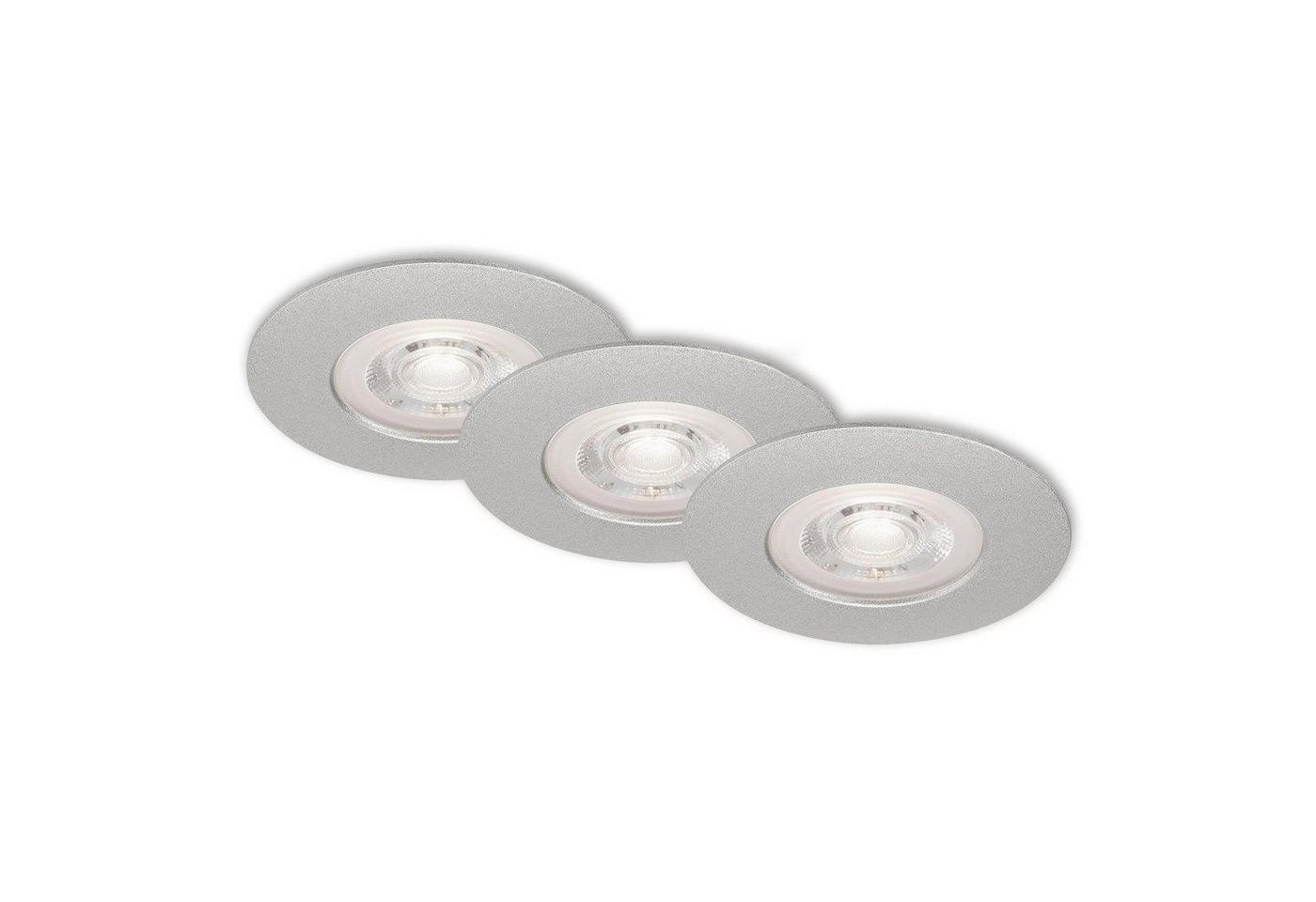 3er Set LED Einbauleuchte, Ø 9 cm, 5 W, Chrom-Matt