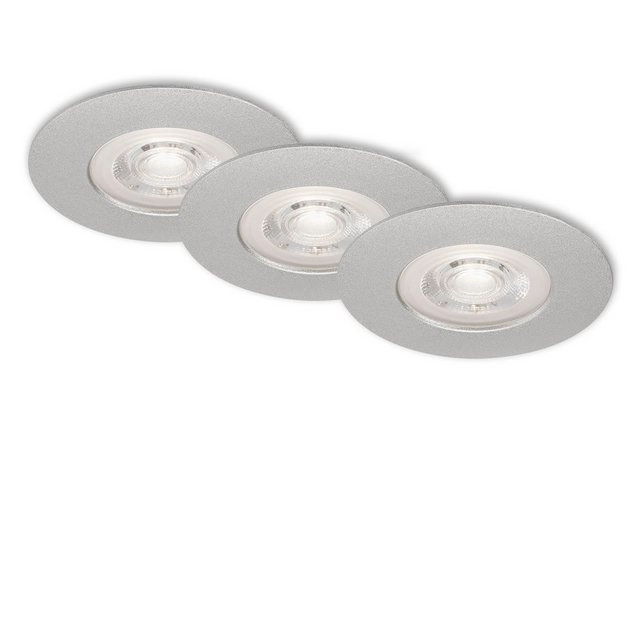 3er Set LED Einbauleuchte, Ø 9 cm, 5 W, Chrom-Matt