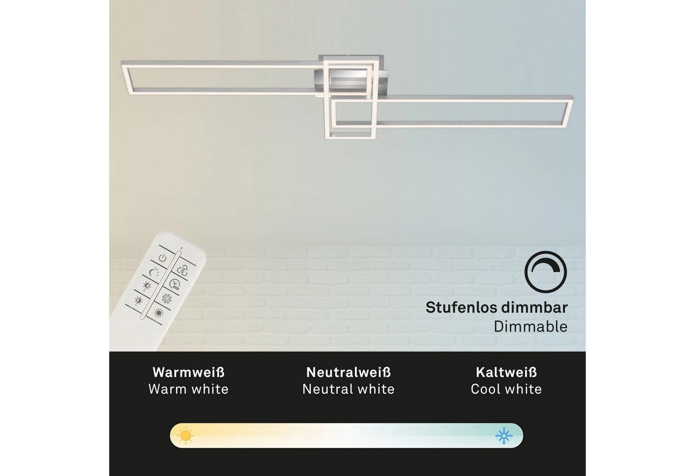 CCT LED Deckenleuchte, 110 cm, 5500 LM, 55 W, Alu-Chrom