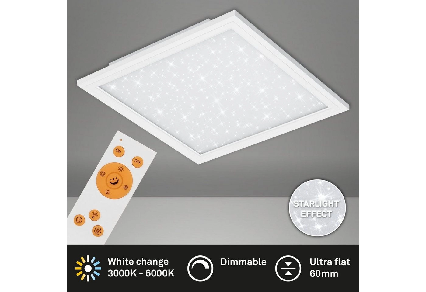 STERNENHIMMEL LED Panel, 59,6 cm, 3800 LUMEN, 36 WATT, Weiß