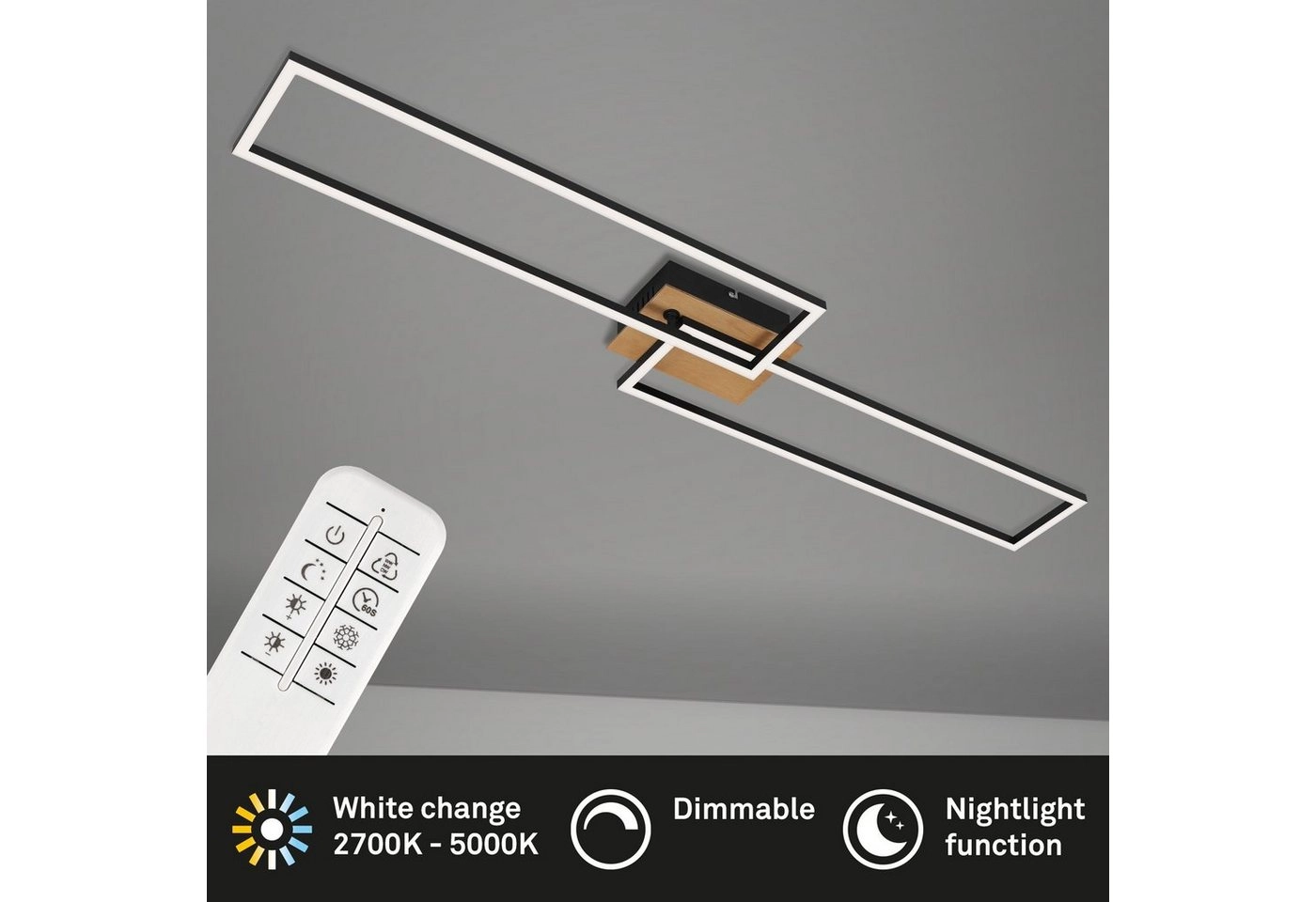 CCT LED Deckenleuchte, 110 cm, 4400 LM, 40 W, Schwarz