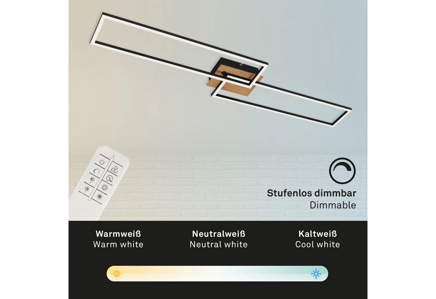 CCT LED Deckenleuchte, 110 cm, 4400 LM, 40 W, Schwarz