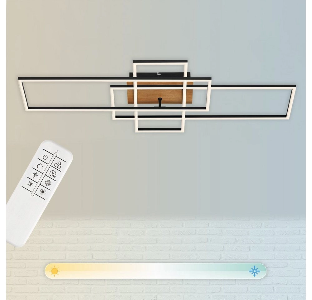 CCT LED Deckenleuchte, 104 cm, 5500 LM, 55 W, Schwarz