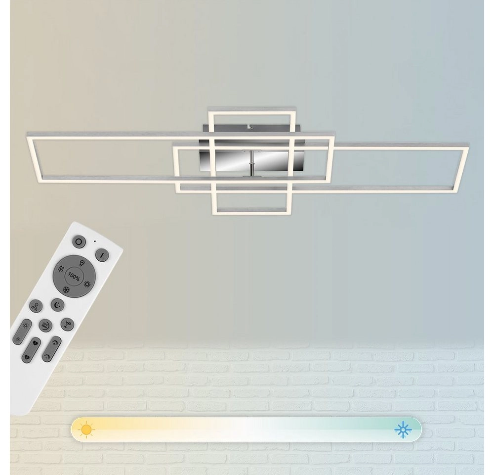 CCT LED Deckenleuchte, 104 cm, 5500 LM, 55 W, Alu-Chrom