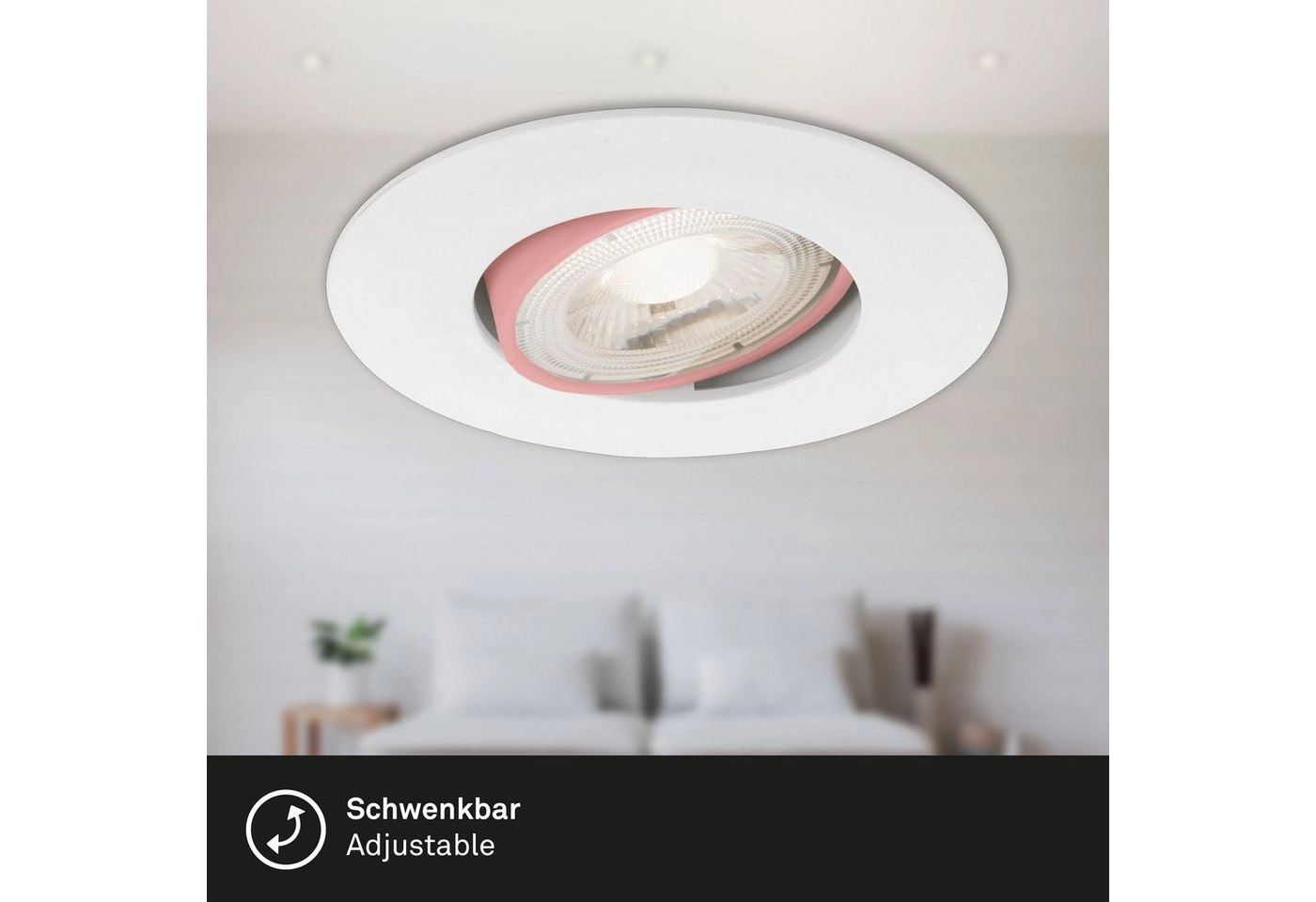 3er Set LED Einbauleuchte, Ø 9 cm, 5 W, Weiß