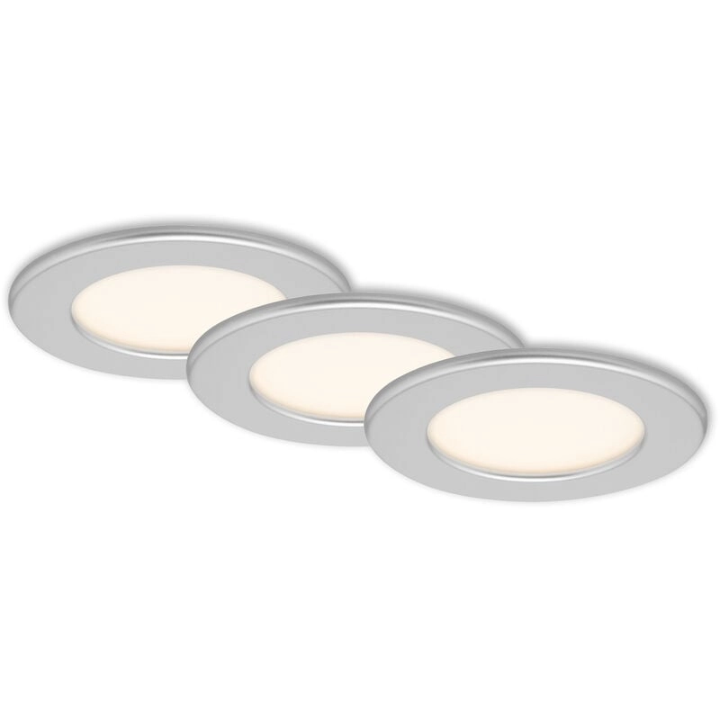 3er Set LED Einbauleuchte, Ø 11,5 cm, 6 W, Chrom-Matt