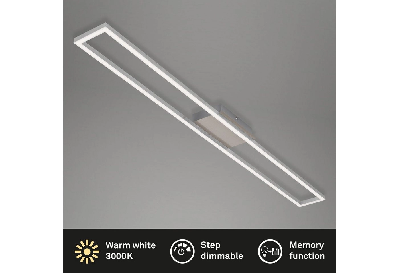 LED Deckenleuchte, 110 cm, 1800 LM, 20 W, Matt-Nickel