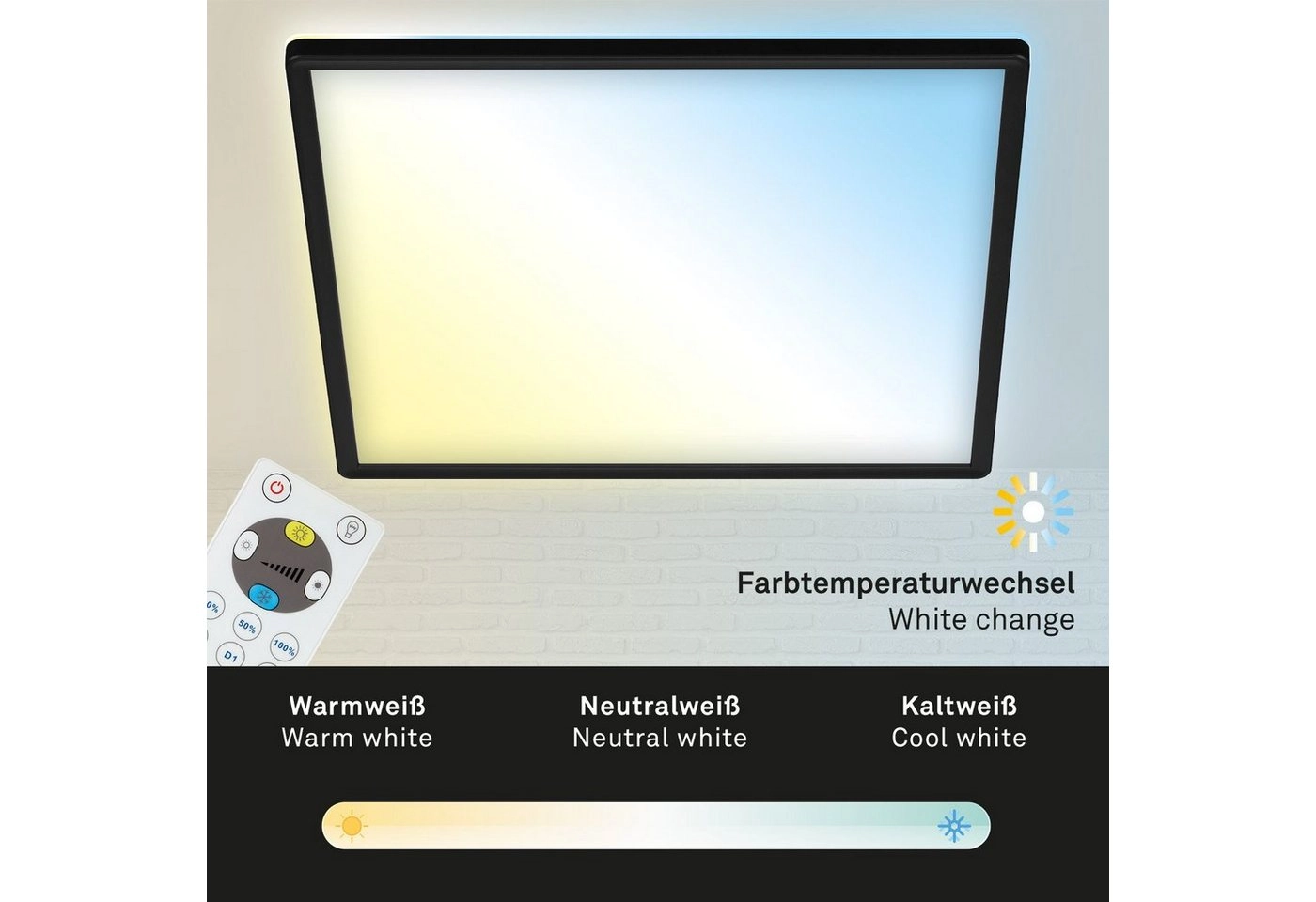 SLIM CCT LED Panel, 29,3 cm, 18 W, Schwarz