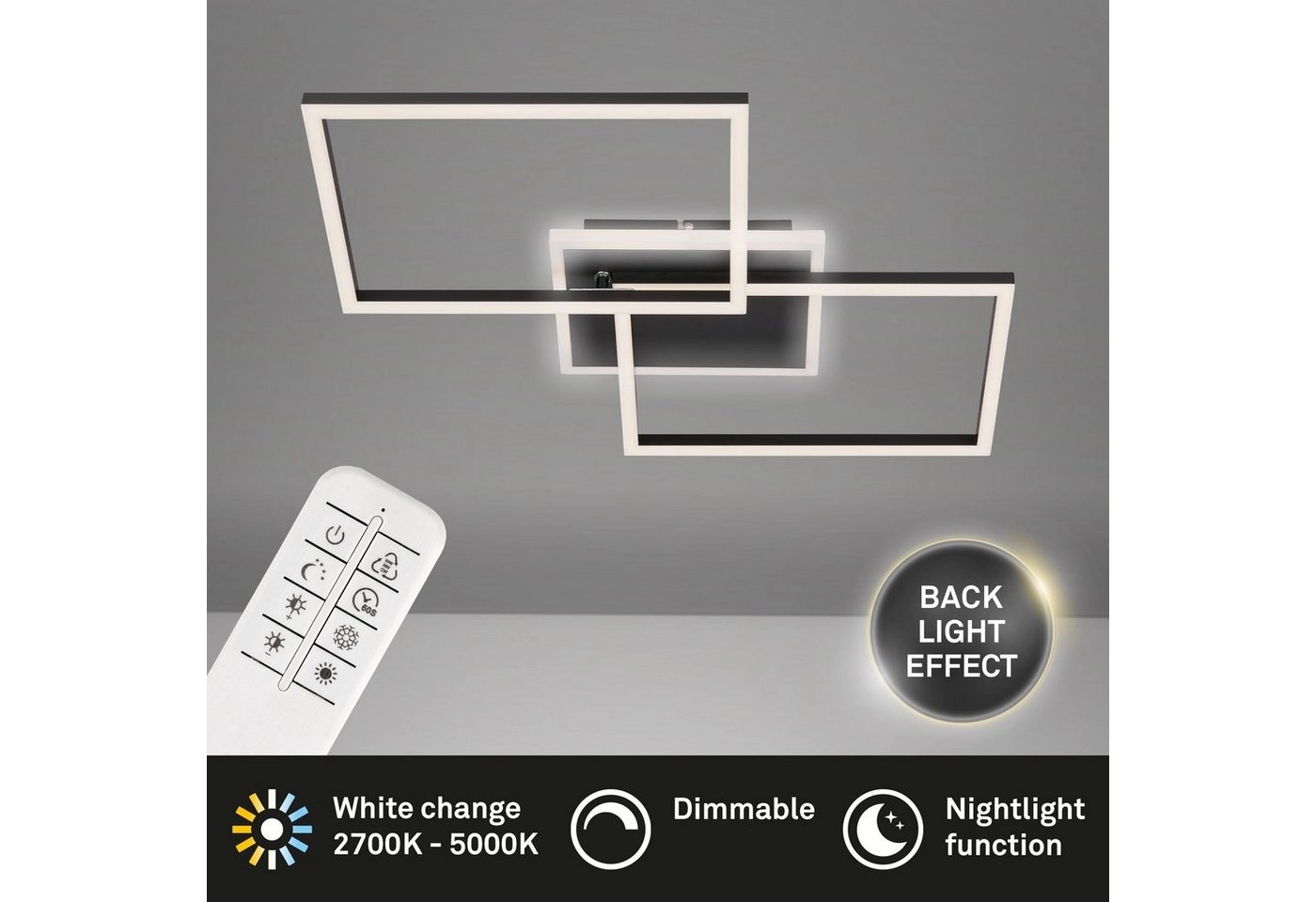 CCT LED Deckenleuchte, 50 cm, 40 W, Schwarz