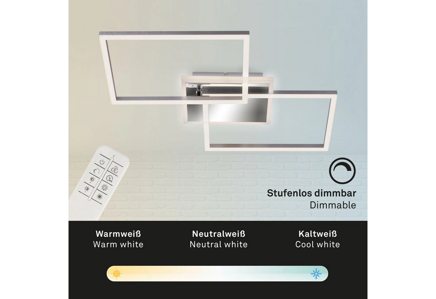 CCT LED Deckenleuchte, 50 cm, 40 W, Alu-Chrom