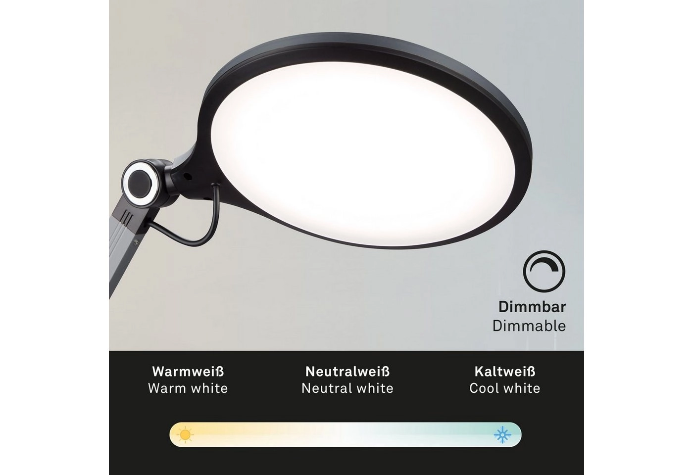 CCT LED Schreibtischleuchte, Ø 20 cm, 9 W, Anthrazit