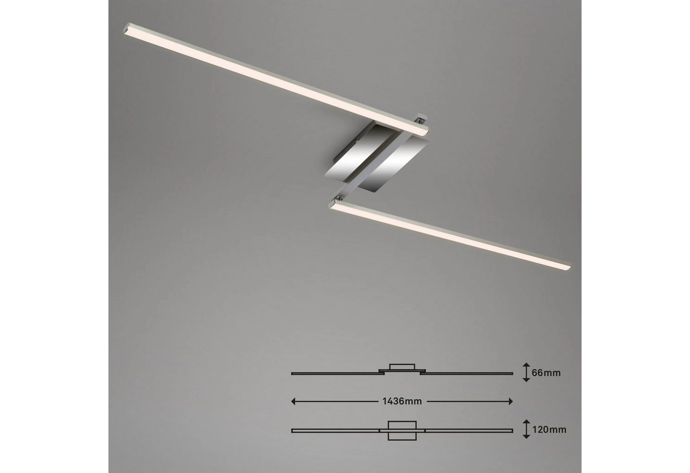 LED Deckenleuchte, 143,6 cm, 12 W, Alu-Chrom