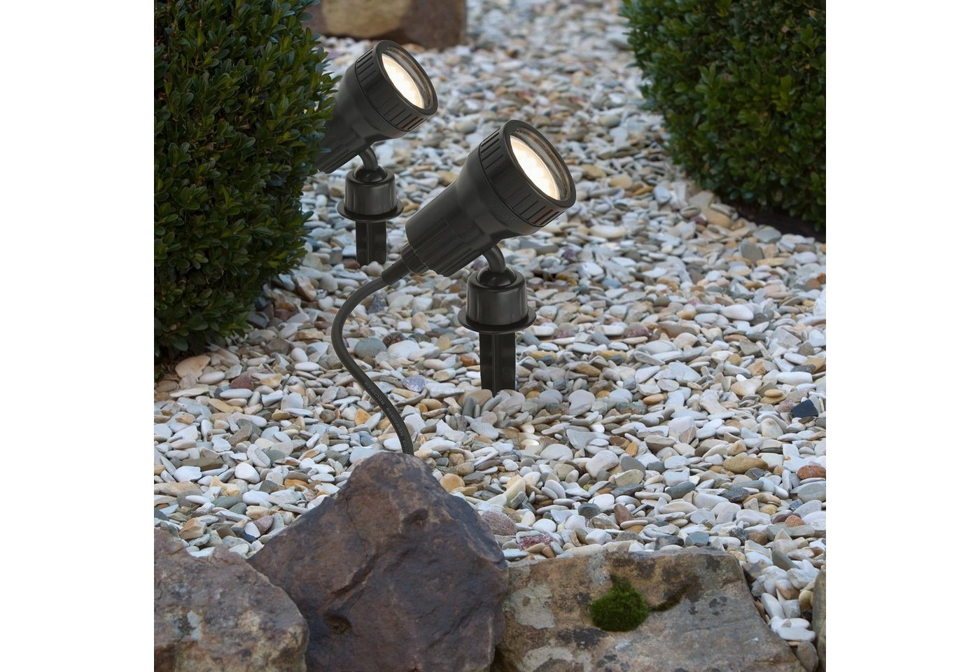 LED Doppel-Außenstrahler, 19,5 cm, 3 W, Schwarz