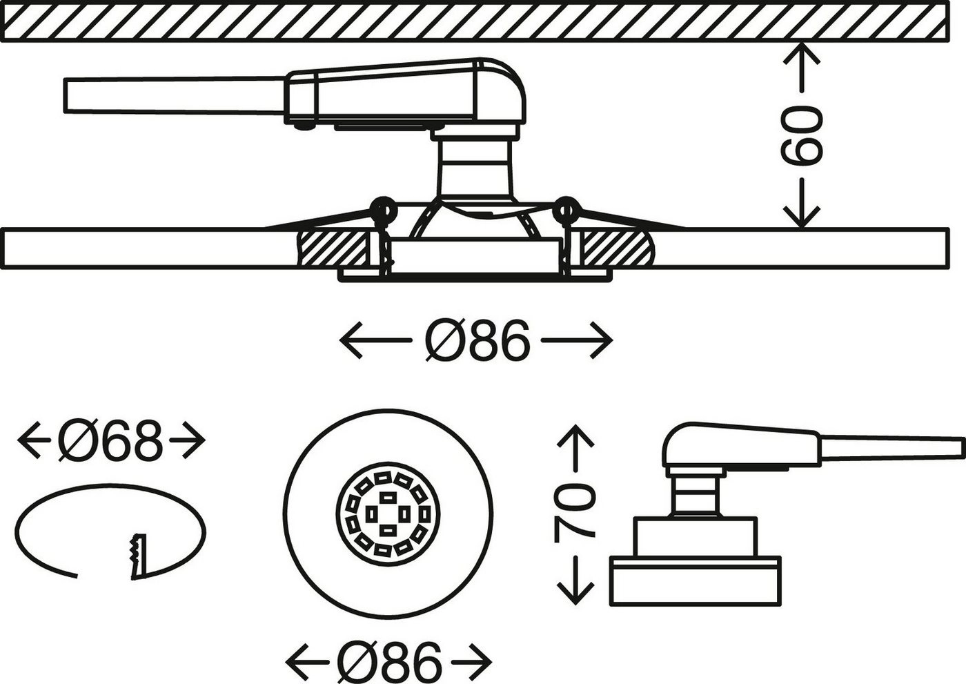 3er-Set Spot Einbauleuchte, Ø 8,6 cm, 5,5 W, Chrom