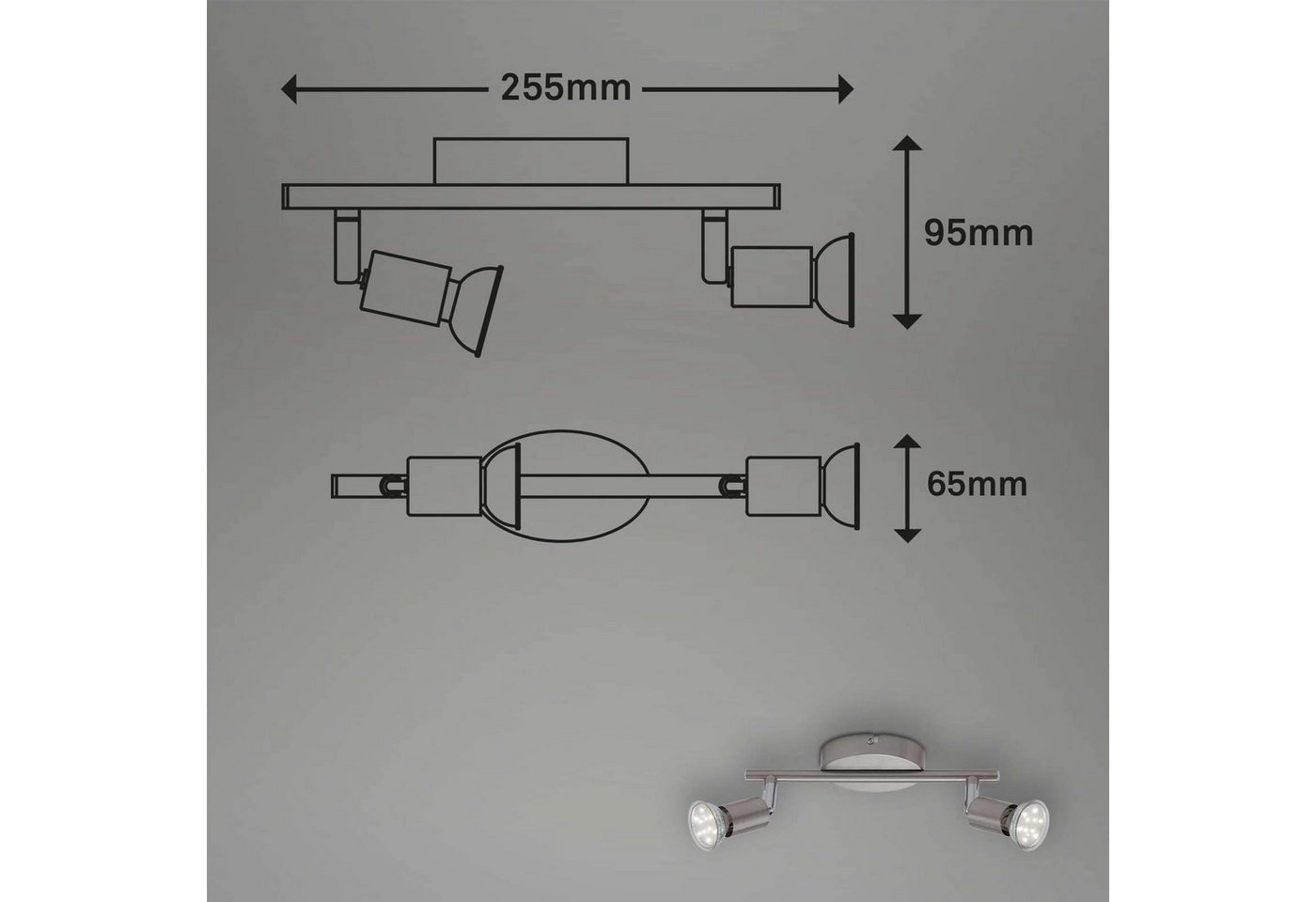 Spot Deckenleuchte, 25,5 cm, 6 W, Matt-Nickel