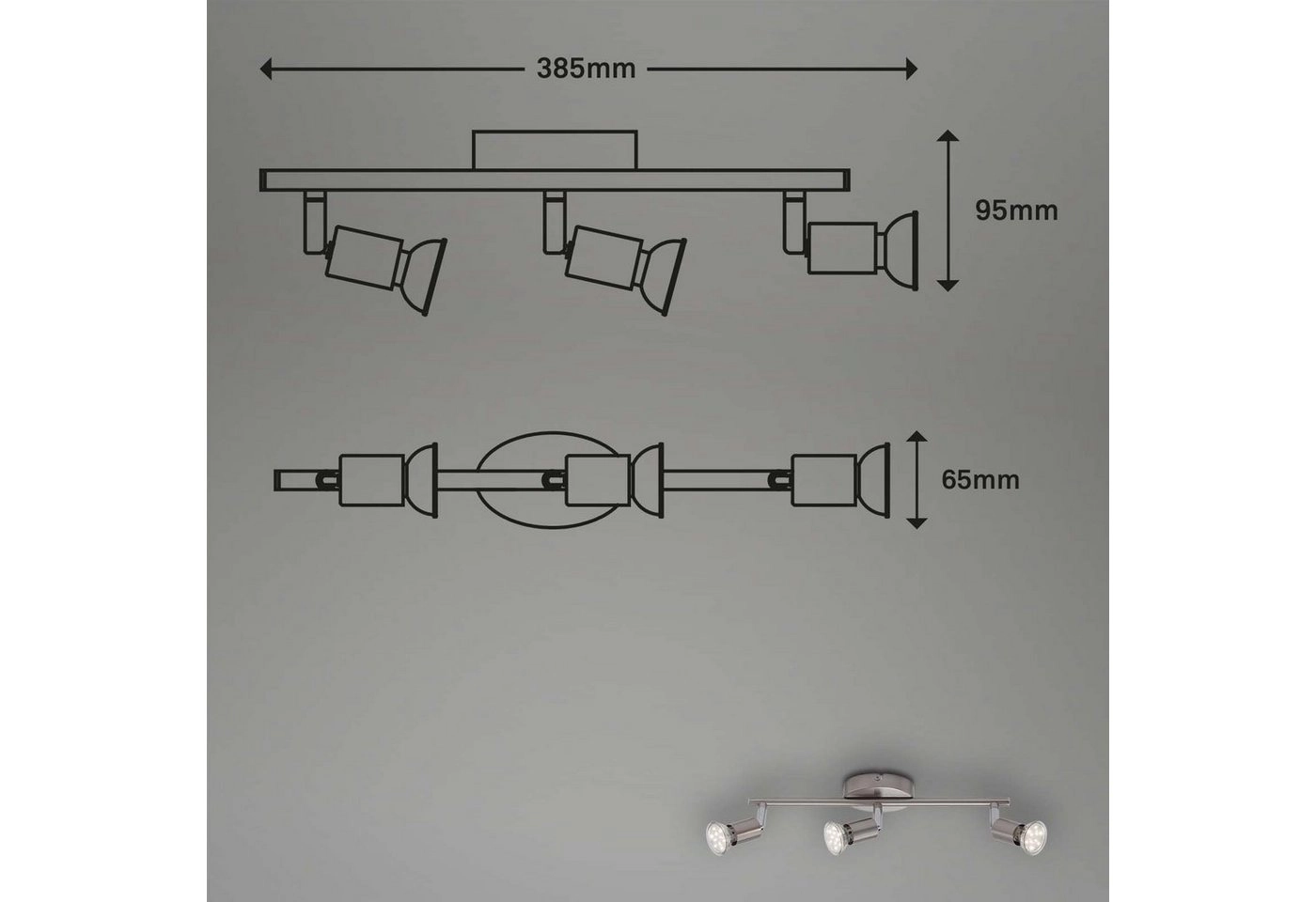 Spot Deckenleuchte, 38,5 cm, 9 W, Matt-Nickel