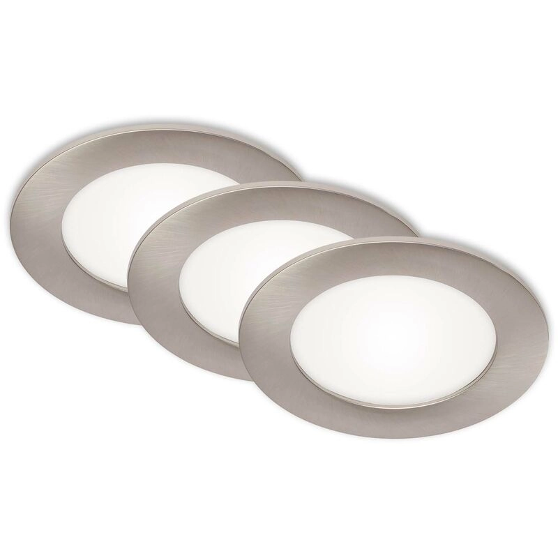 3er Set LED Einbauleuchte, Ø 12 cm, 7 W, Matt-Nickel