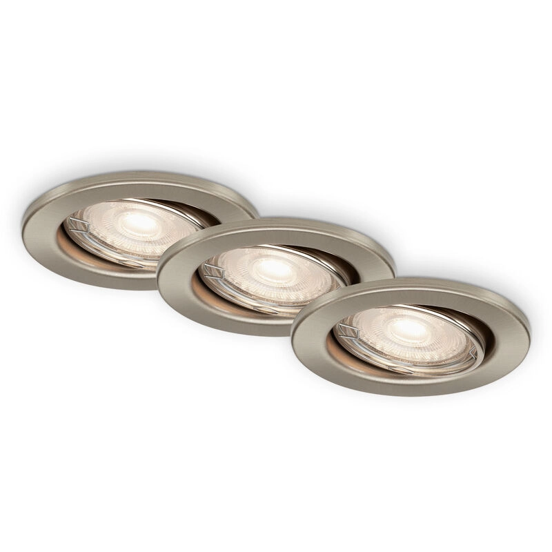 3er Set LED Einbauleuchte, Ø 8,6 cm, 5 W, Matt-Nickel