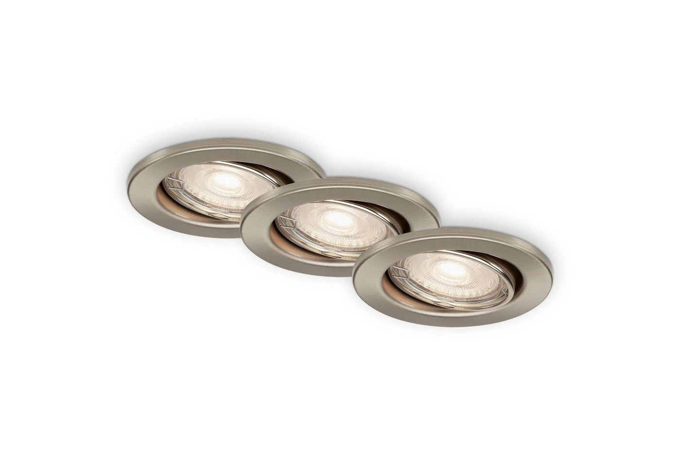 3er Set LED Einbauleuchte, Ø 8,6 cm, 5 W, Matt-Nickel