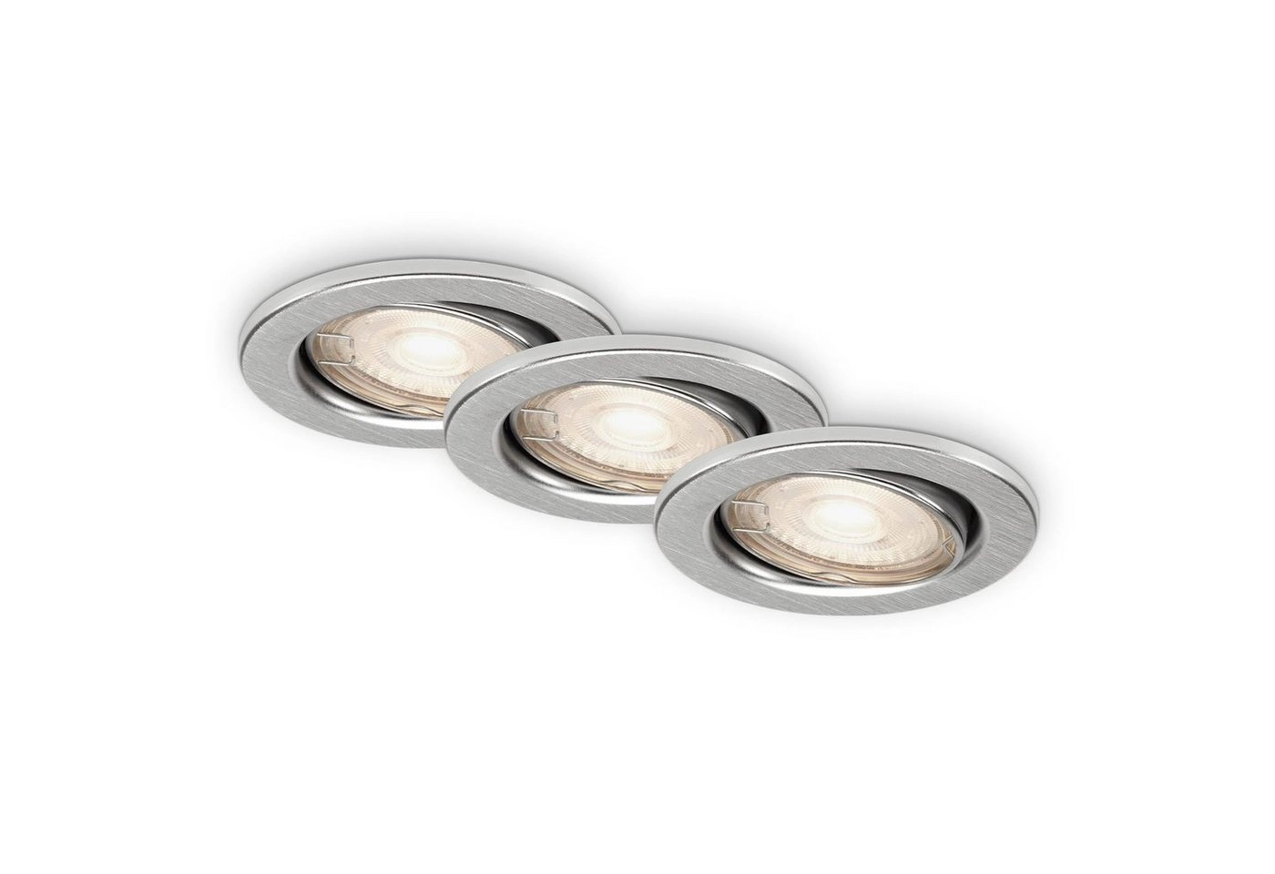 3er Set LED Einbauleuchte, Ø 8,6 cm, 5 W, Alu