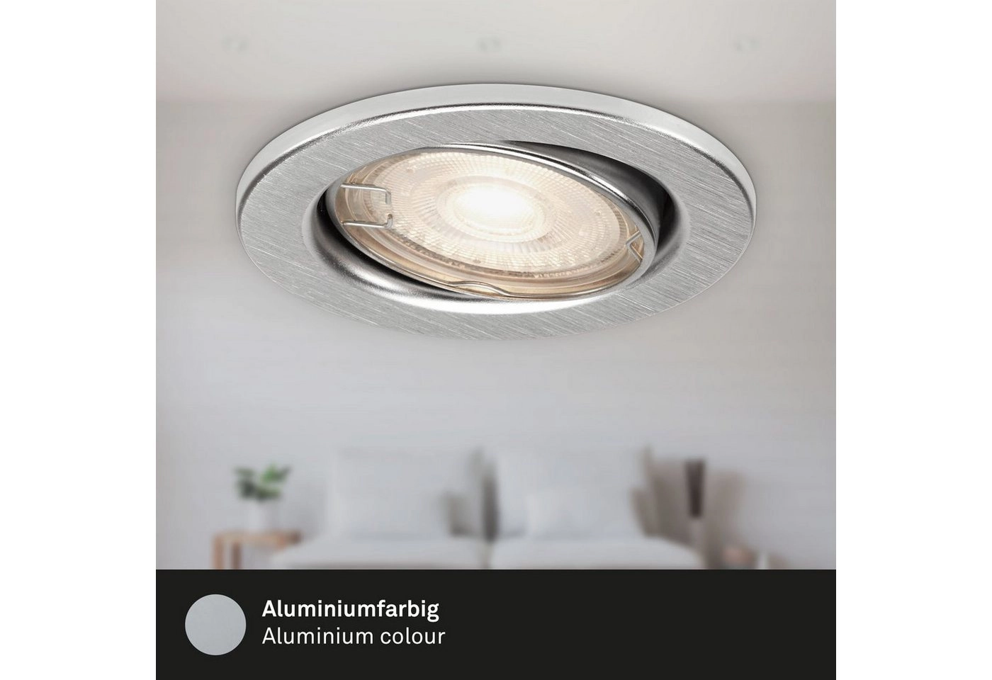 3er Set LED Einbauleuchte, Ø 8,6 cm, 5 W, Alu