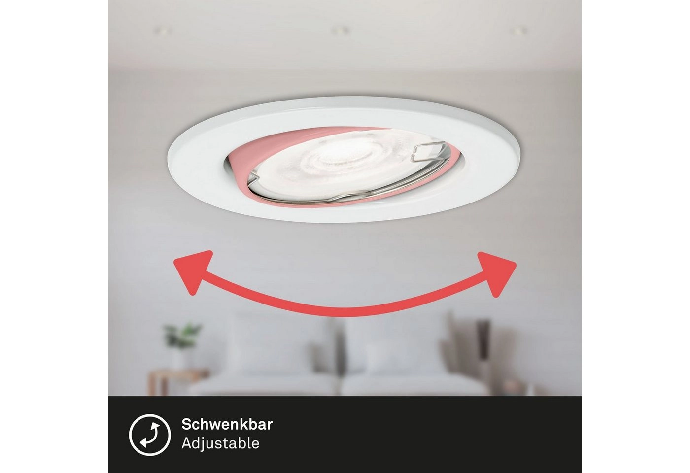 3er Set LED Einbauleuchte, Ø 8,6 cm, 5 W, Weiß