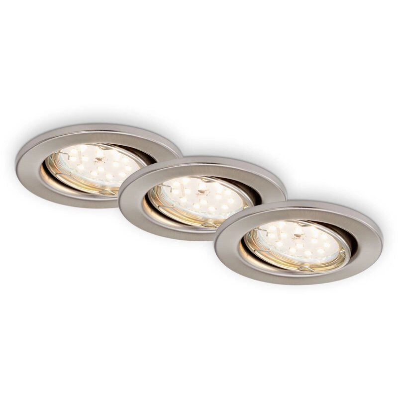 3er Set LED Einbauleuchte, Ø 8,6 cm, 5 W, Matt-Nickel