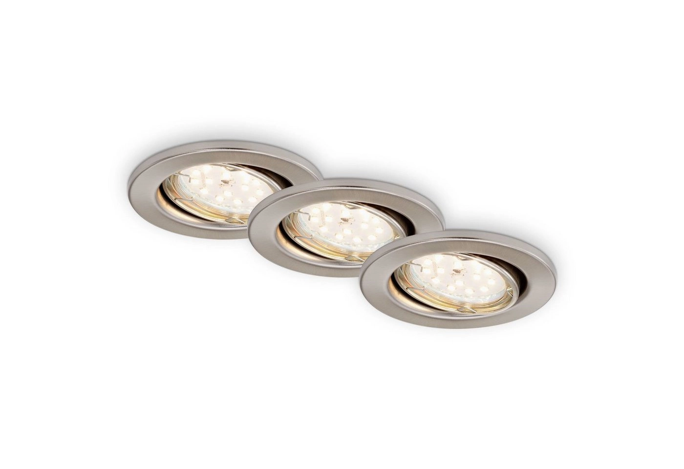 3er Set LED Einbauleuchte, Ø 8,6 cm, 5 W, Matt-Nickel