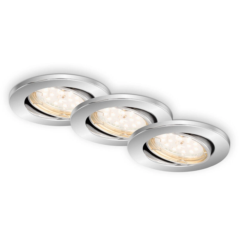 3er Set LED Einbauleuchte, Ø 8,6 cm, 5 W, Chrom