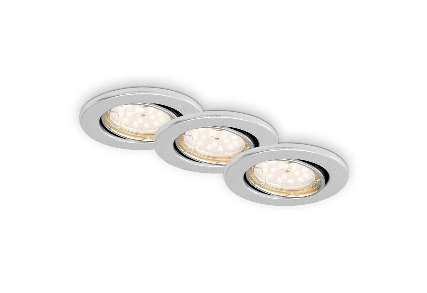 3er Set LED Einbauleuchte, Ø 8,6 cm, 5 W, Alu